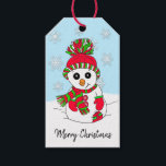 Cute Festive Snowman Pink Christmas Gift Tags<br><div class="desc">Cute Festive Snowman with snowflakes personalised to and from gift tags.</div>