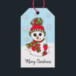 Cute Festive Snowman Pink Christmas Gift Tags<br><div class="desc">Cute Festive Snowman with snowflakes personalised to and from gift tags.</div>