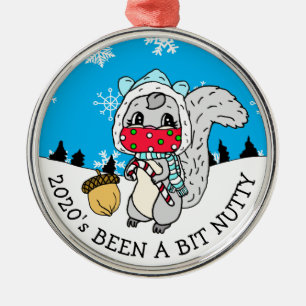 Cute Festive Squirrel 2020 has been Nutty New Year Metal Tree Decoration