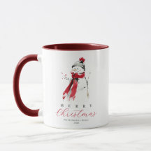 Cute Festive Watercolor Snowman Merry Christmas
