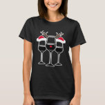 Cute Festive Wine Lover Christmas Reindeer Santa H T-Shirt<br><div class="desc">Cute Festive Wine Lover Christmas Reindeer Santa Hat</div>