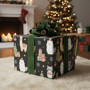 Cute Festive Woodland Animals & Llama Christmas Wrapping Paper