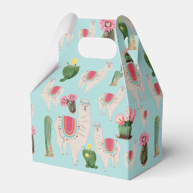Cute Fiesta Llama & Cactus Pattern  Favour Box (Front Side)