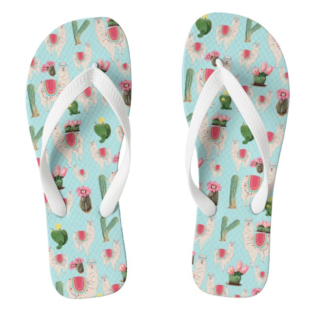 Cute Fiesta Llama & Cactus Pattern Jandals (Footbed)