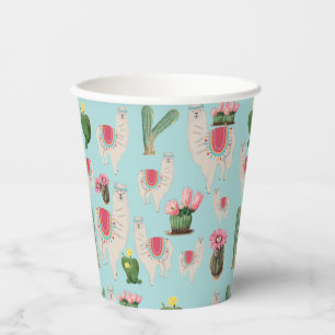 Cute Fiesta Llama & Cactus Pattern Paper Cups