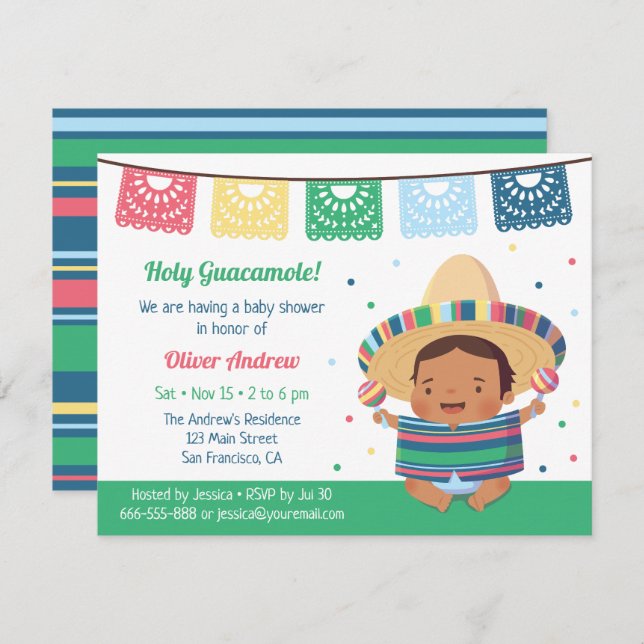 Cute Fiesta Mexican Baby Shower Invitation (Front/Back)