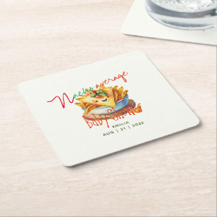 Cute Fiesta Nacho Average Baby Shower Custom Square Paper Coaster