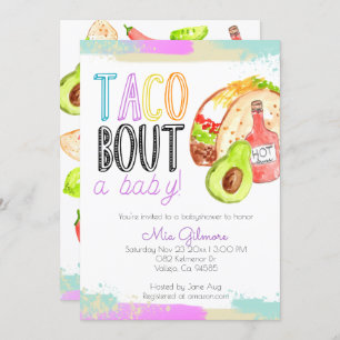 Cute Fiesta taco theme babyshower invitations
