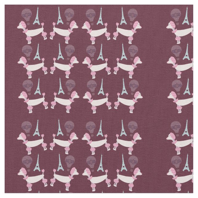Cute Fifties Paris Poodle Design Fabric (Close Up)