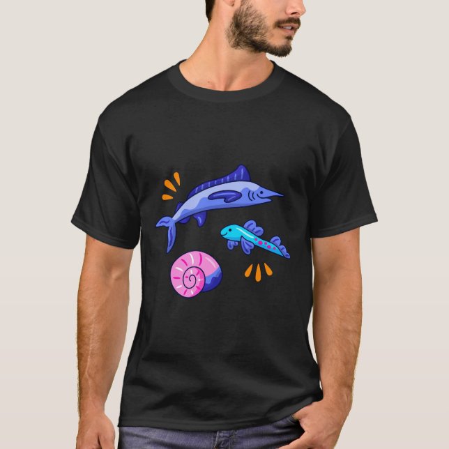 Cute Fighting Fish Stickers Holographic Stickers C T-Shirt (Front)