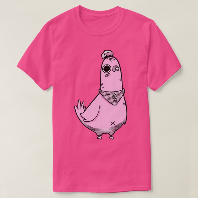 Cute Fighting Pigeon T-Shirt (Design Front)