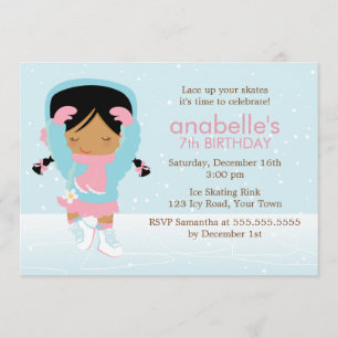 Cute Figure Skater Girls Birthday Invitation