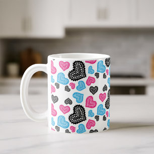 Cute Filigree Lace Hearts Pattern Coffee Mug