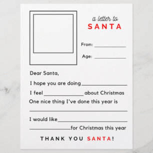 Cute Fill in the Blank Letter to Santa