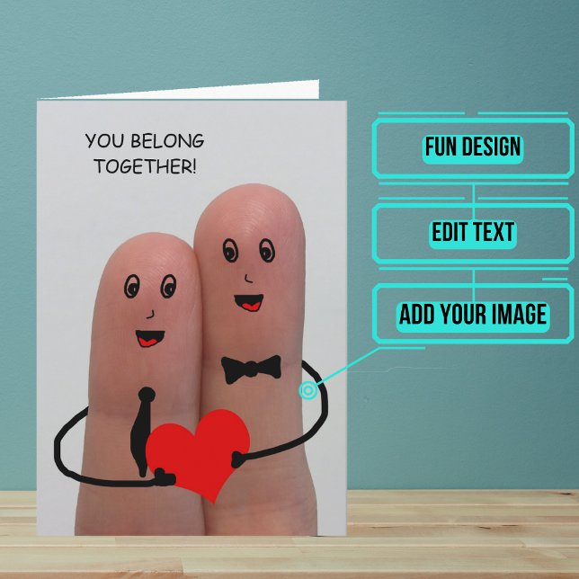 Cute Fingers on One Hand Wedding Congratulations Card (Send your love and congratulations with a modern and unique twist.)