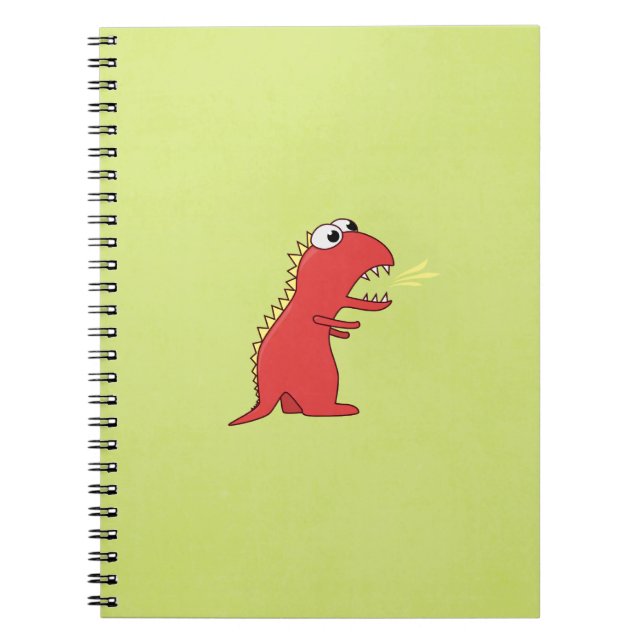 Cute Fire Breath Cartoon T-Rex Dinosaur Kids Spiral Notebook (Front)
