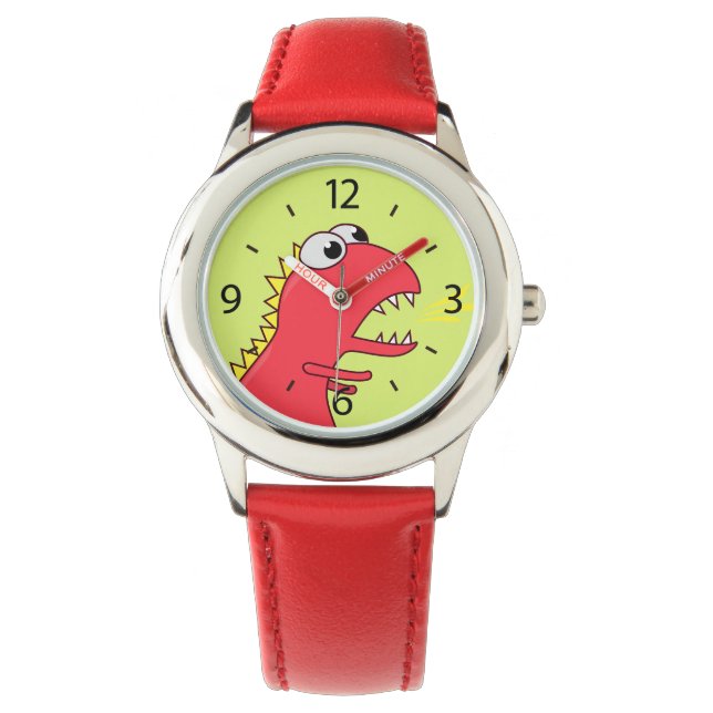 Cute Fire Breath Cartoon T-Rex Dinosaur Watch (Front)