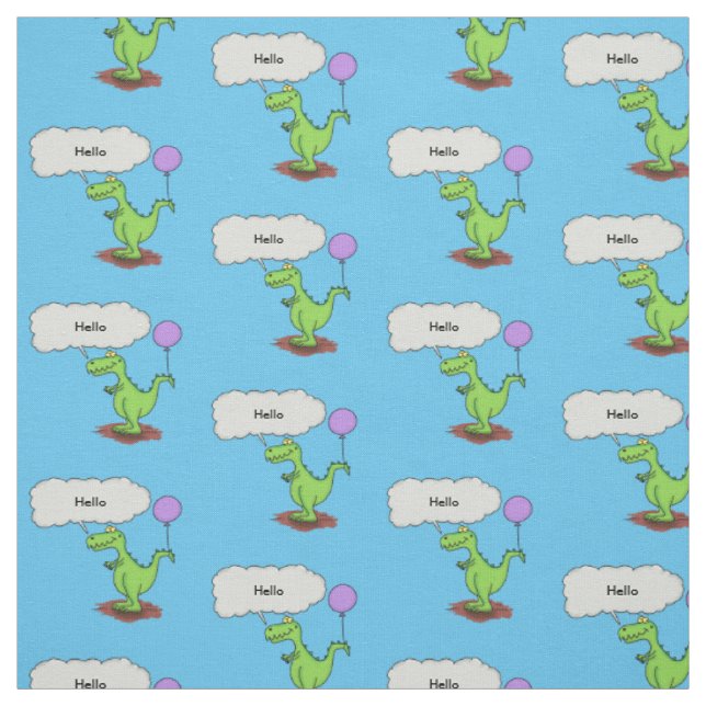 Cute fire breathing green funny dragon cartoon fabric (Swatch)