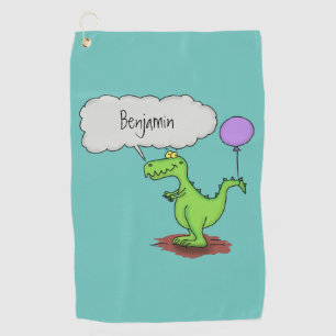 Cute fire breathing green funny dragon cartoon  golf towel