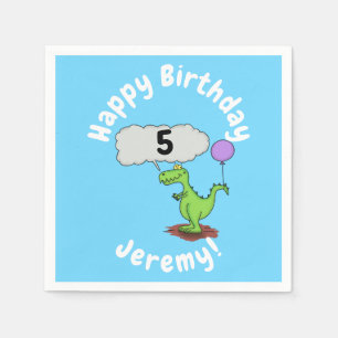 Cute fire breathing green funny dragon cartoon napkin