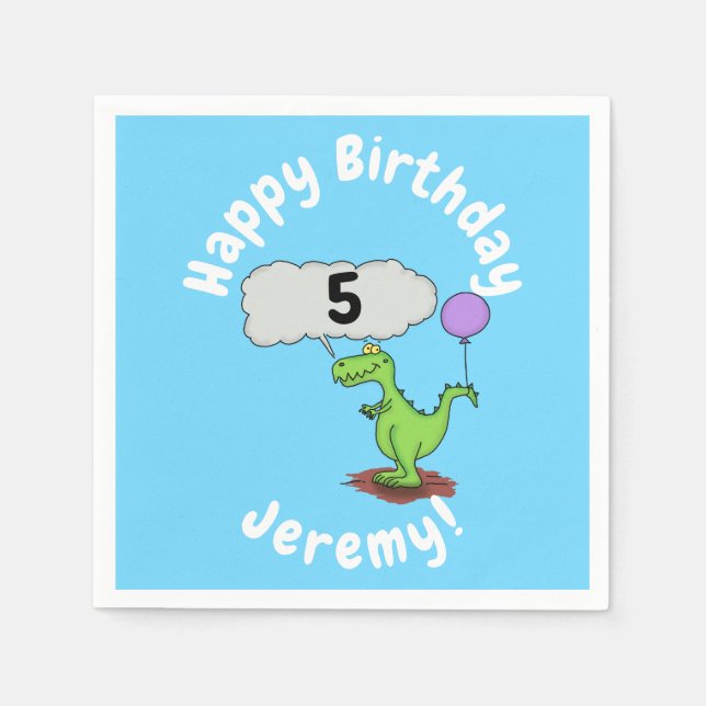 Cute fire breathing green funny dragon cartoon napkin (Front)