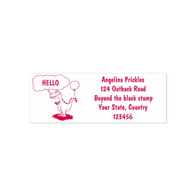 Cute fire breathing green funny dragon cartoon self-inking stamp (Design)
