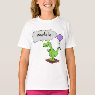 Cute fire breathing green funny dragon cartoon T-Shirt