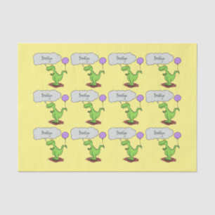 Cute fire breathing green funny dragon cartoon tissue paper