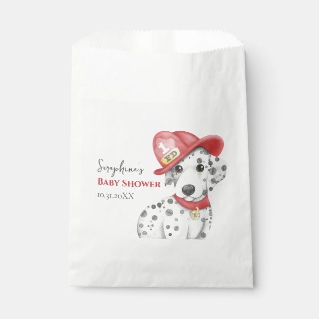 Cute Fire Fighter Dalmatian Baby Shower Favour Bags (Front)