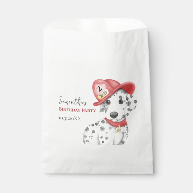 Cute Fire Fighter Dalmatian Kids Birthday Favour Bags (Front)
