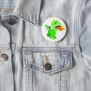 Cute Fire-Spitting Cartoon Baby Dragon 6 Cm Round Badge
