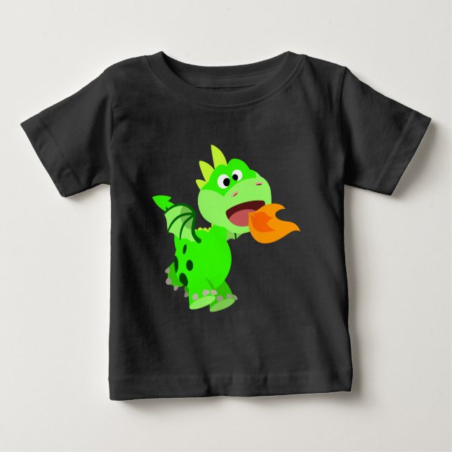 Cute Fire-Spitting Cartoon Baby Dragon Baby Tees (Front)