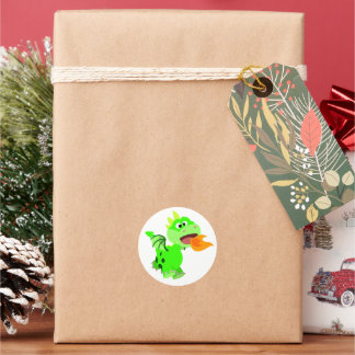 Cute Fire-Spitting Cartoon Dragon Sticker