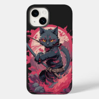 Cute Fire Splash Black Ninja Cat Warrior