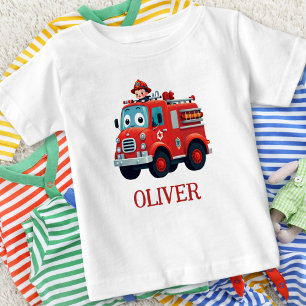 Cute Fire Truck and Firefighter Baby T-Shirt