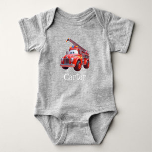 Cute fire truck baby bodysuit