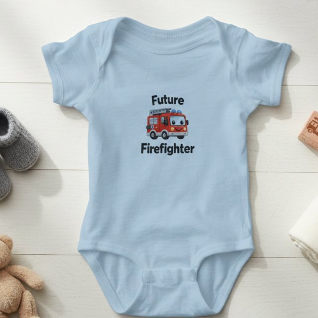 Cute Fire Truck Future Firefighter Baby Bodysuit (Creator Uploaded)