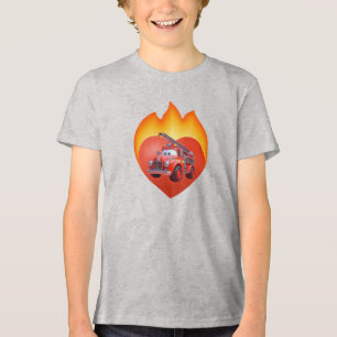 Cute fire truck Valentine's day Tri-Blend Shirt