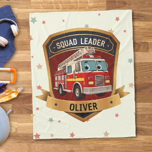 Cute Firefighter Badge Fleece Blanket