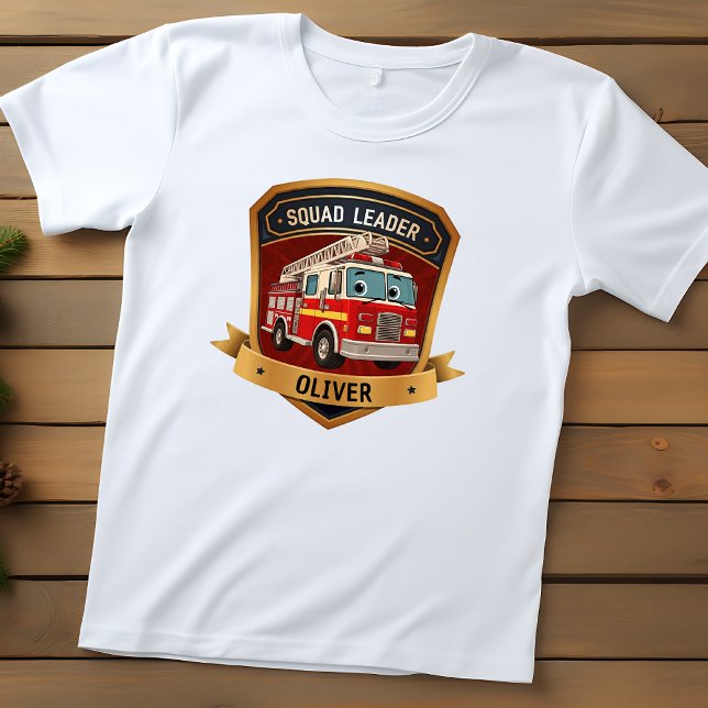 Cute  Firefighter Badge Personalised Toddler T-Shirt (Creator Uploaded)