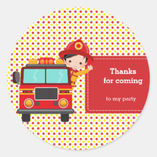 Cute Firefighter Classic Round Sticker