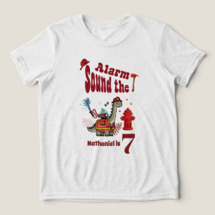 Cute Firefighter Dinosaur roar and rescue Birthday Tri-Blend Shirt