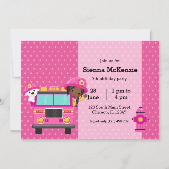 Cute Firefighter party Invitation (Front)