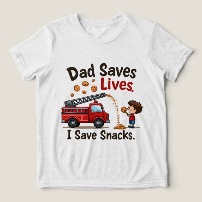 Cute Firefighthing Kids T-Shirt with Firetrucks Tri-Blend Shirt (Design Front)