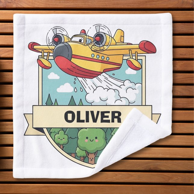 Cute Firefighting Plane Badge Wash Cloth (Creator Uploaded)