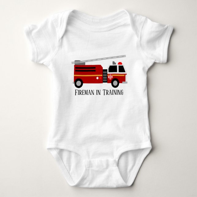 cute fireman training word art baby bodysuit (Front)