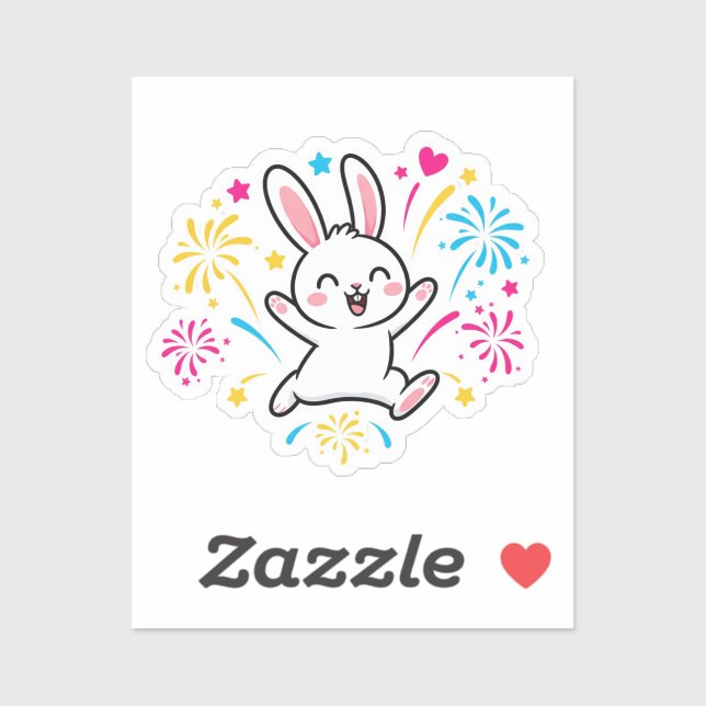 Cute Firework Bunny 'Happy New Year' Celebration  (Sheet)
