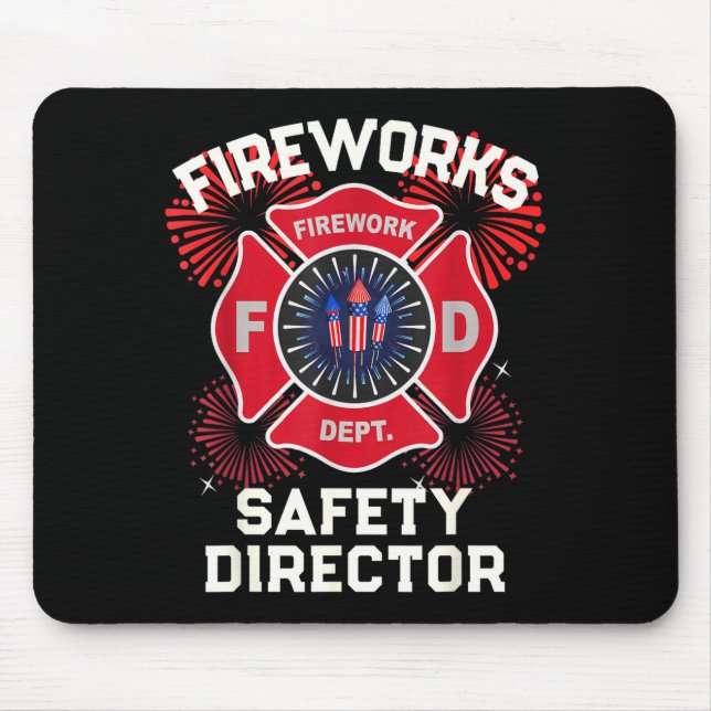 Cute firework safety director boom squad mouse pad (Front)