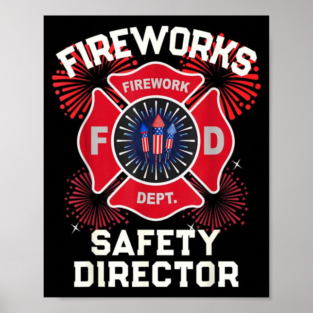 Cute firework safety director boom squad poster (Front)