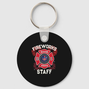Cute firework staff patriotic 4th july technician key ring